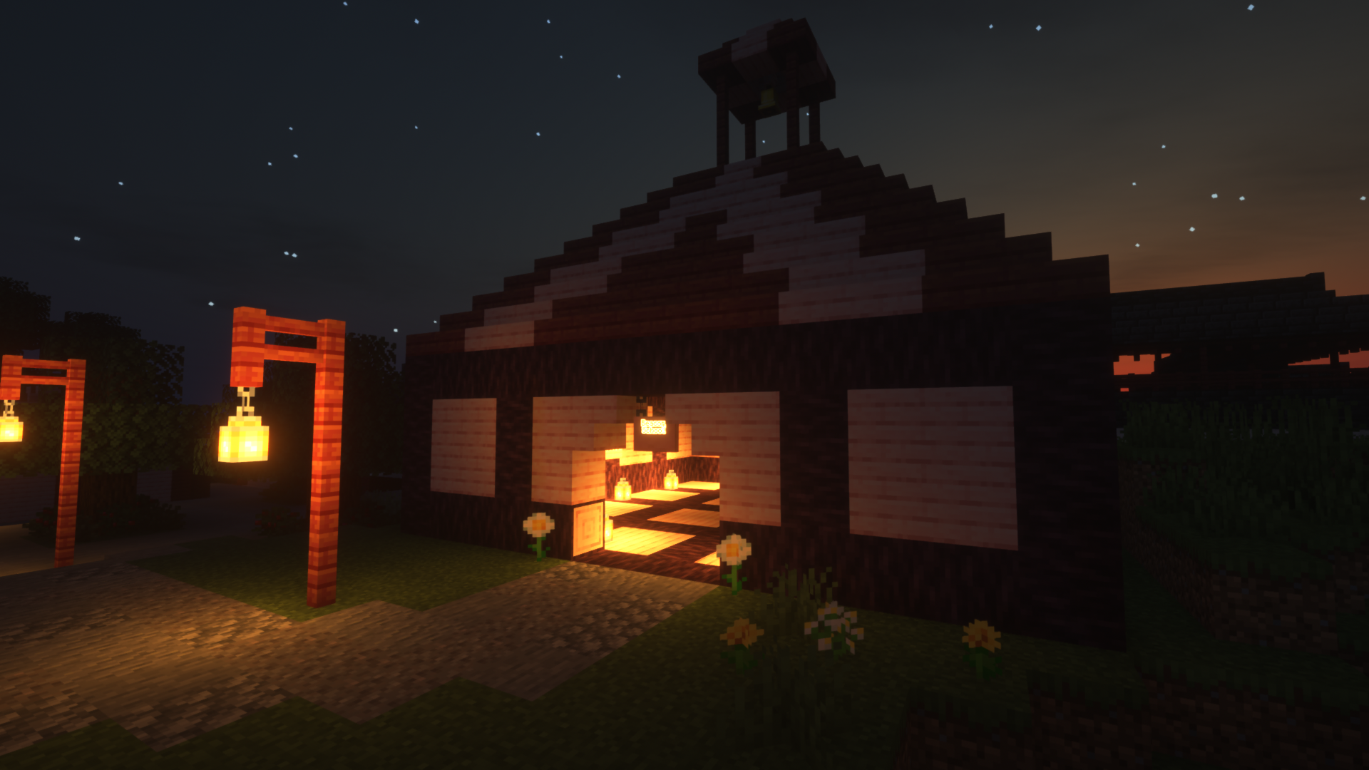 The School building at night